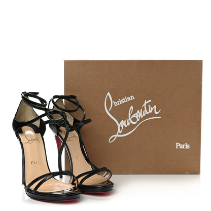 Christian Louboutin Patent 100 T-Strap Sandals 37.5 Black 8 of 8