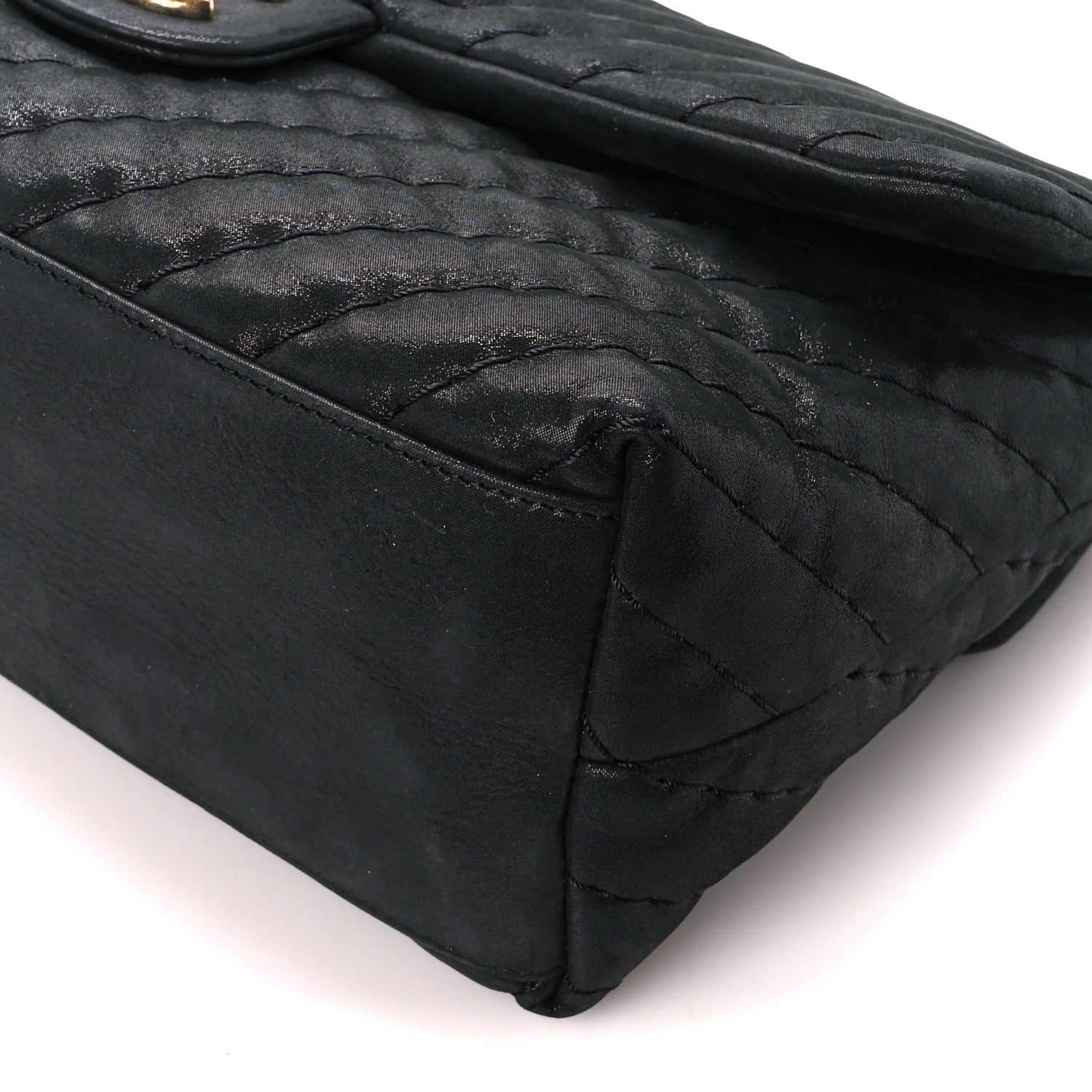 Chanel Iridescent Calfskin Surpique Chevron Large Flap Black 11 of 12