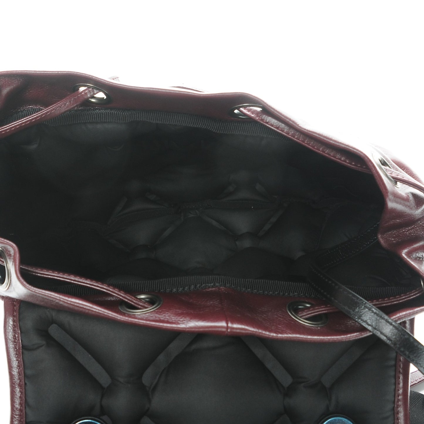 Calfskin Quilted Chesterfield Backpack Burgundy