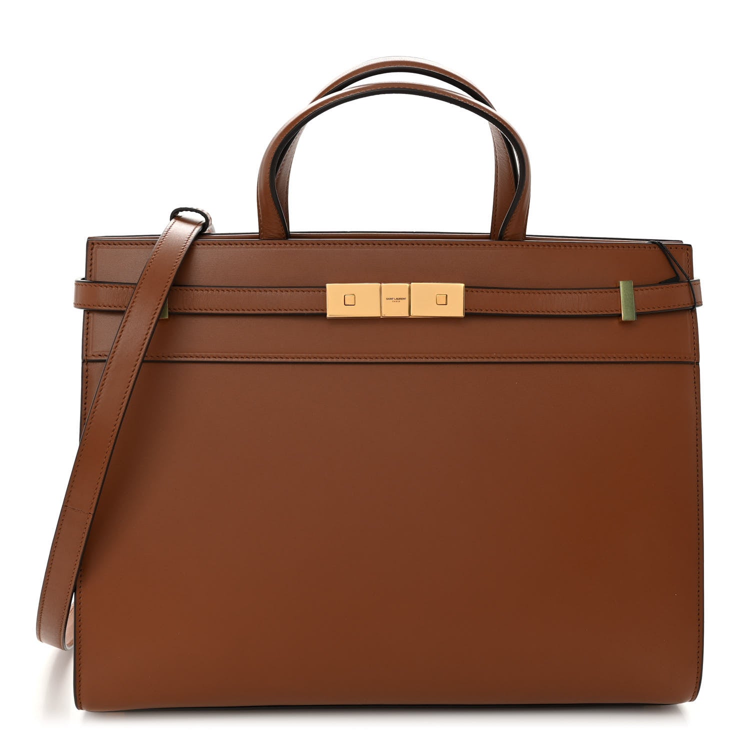 Saint Laurent Calfskin Small Manhattan Shopper Tote Brick Ebony Dark 1 of 9