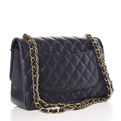Chanel Caviar Quilted Jumbo Double Flap Navy 3 of 9
