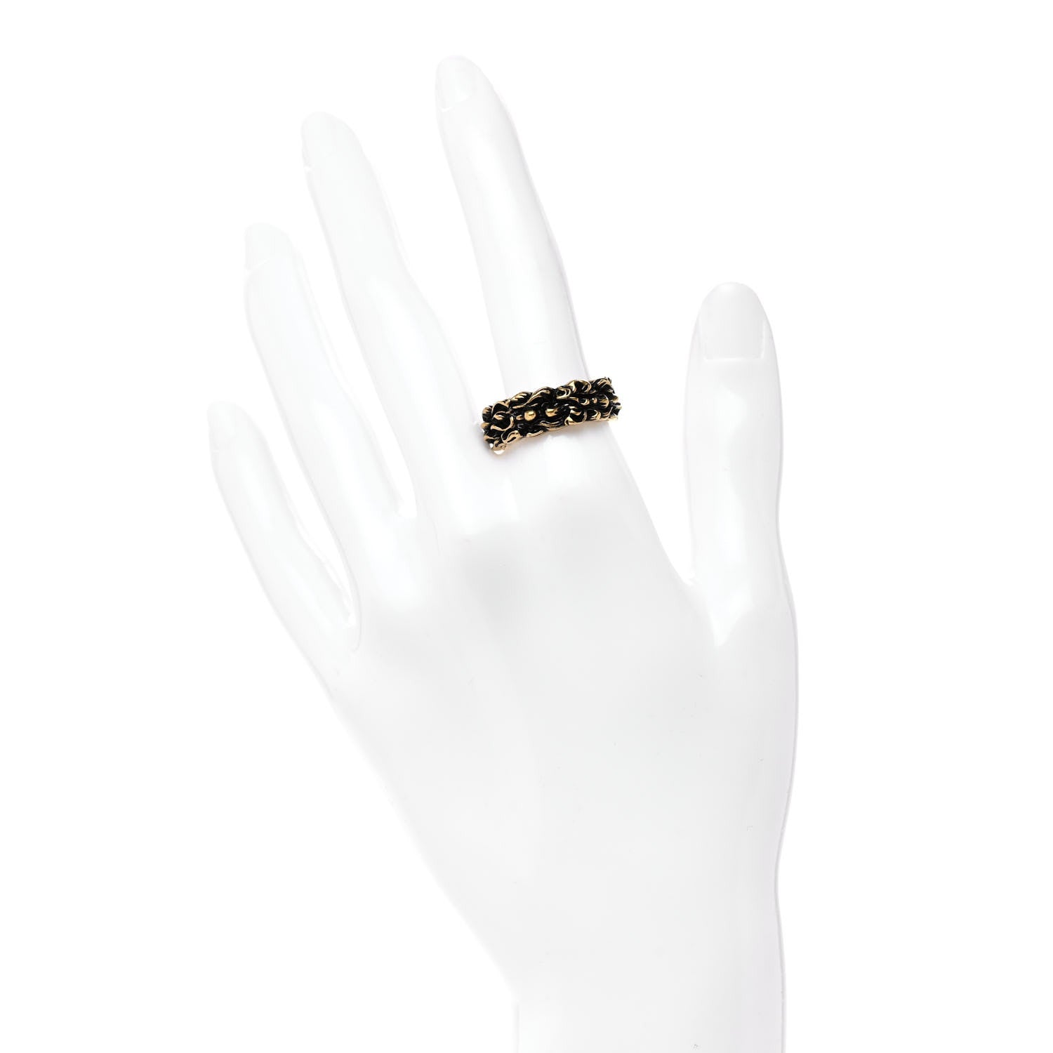 Gucci Metal Lion Mane Ring M Aged Gold 2 of 6