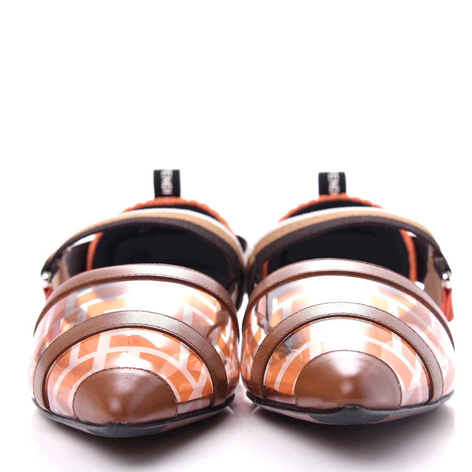 Fendi PVC Calfskin FF Colibri Slingback Ballerina Flats 39 Aranciata Cuoio 2 of 10