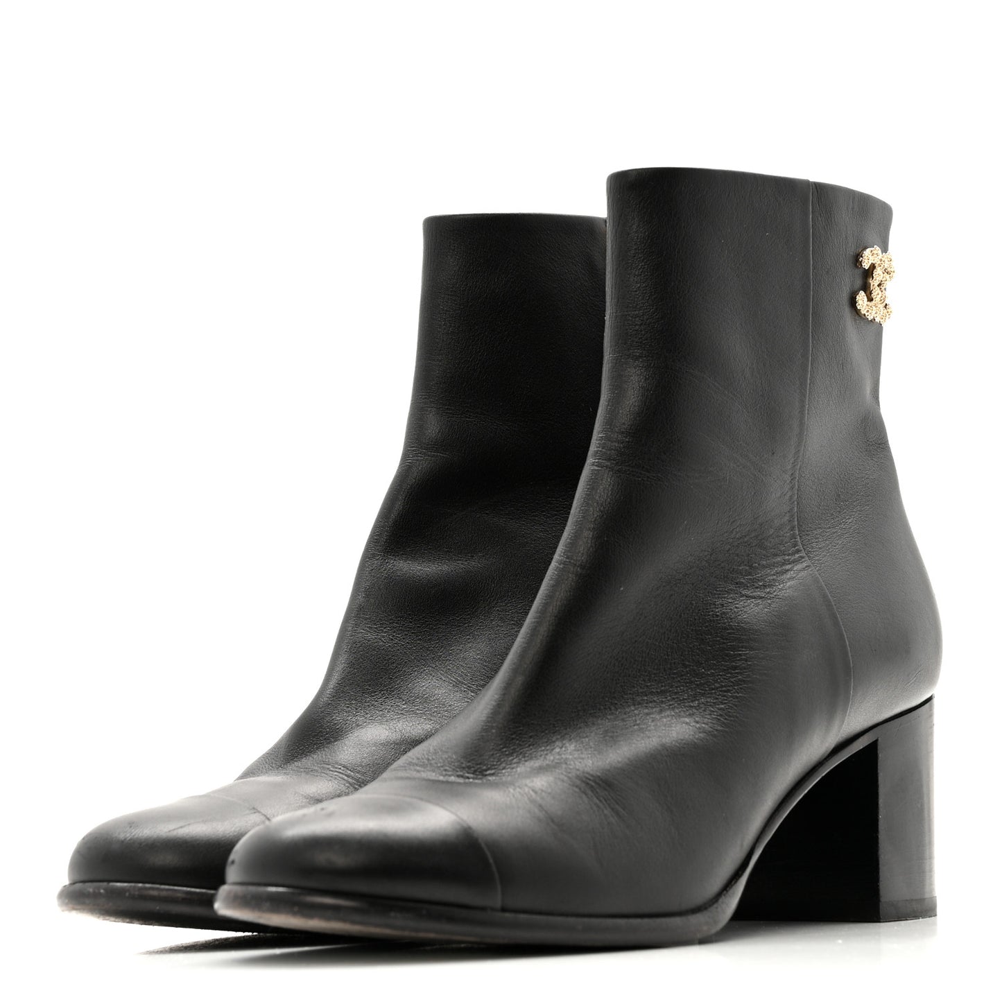 Calfskin CC Ankle Boots 38.5 Black