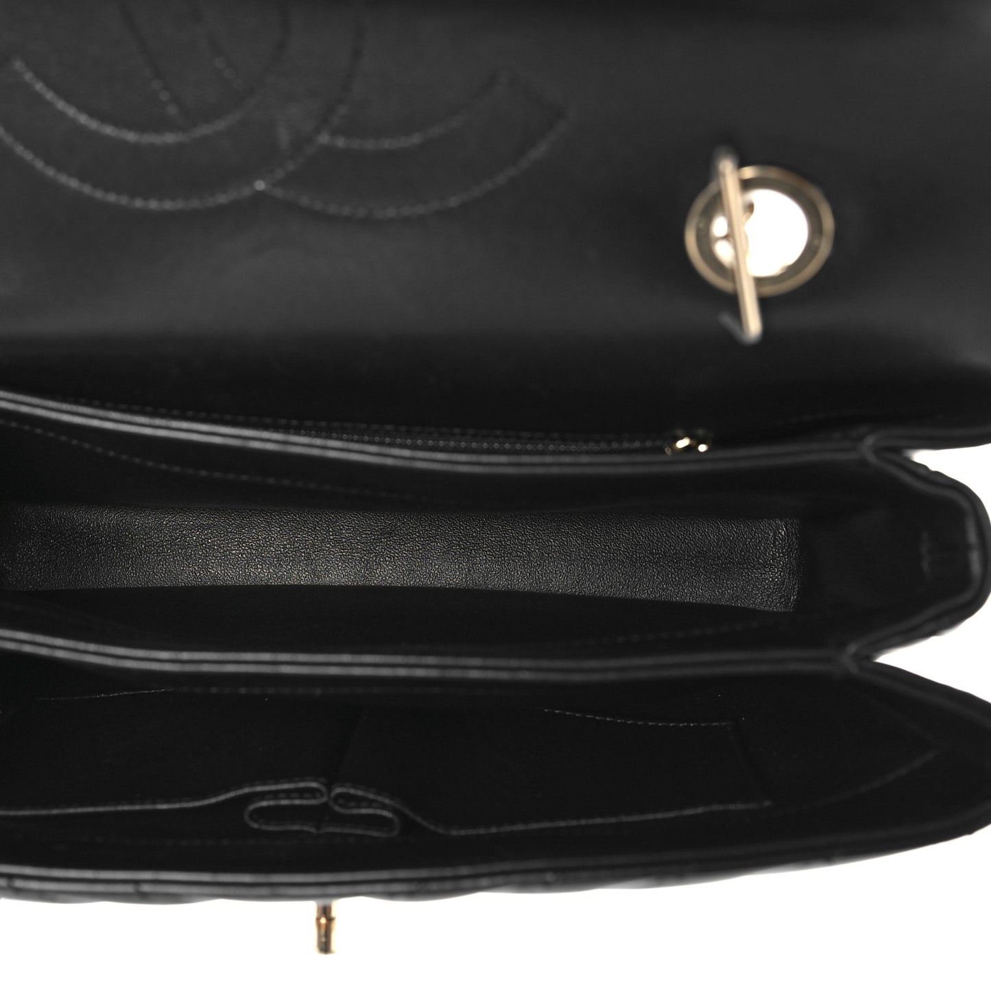 Lambskin Chevron Quilted Medium Trendy CC Dual Handle Flap Bag Black