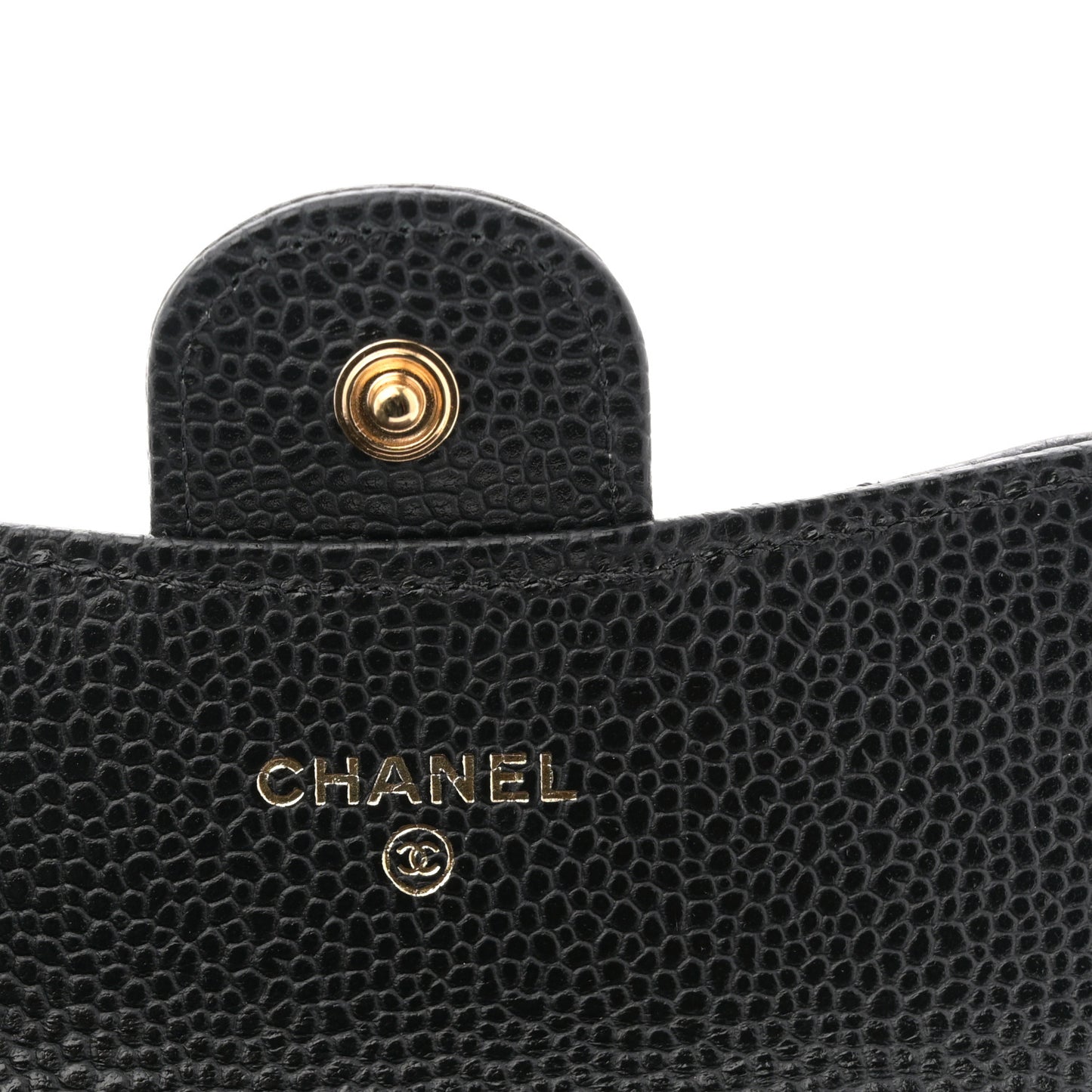 Caviar Quilted Flap Card Holder Wallet Black
