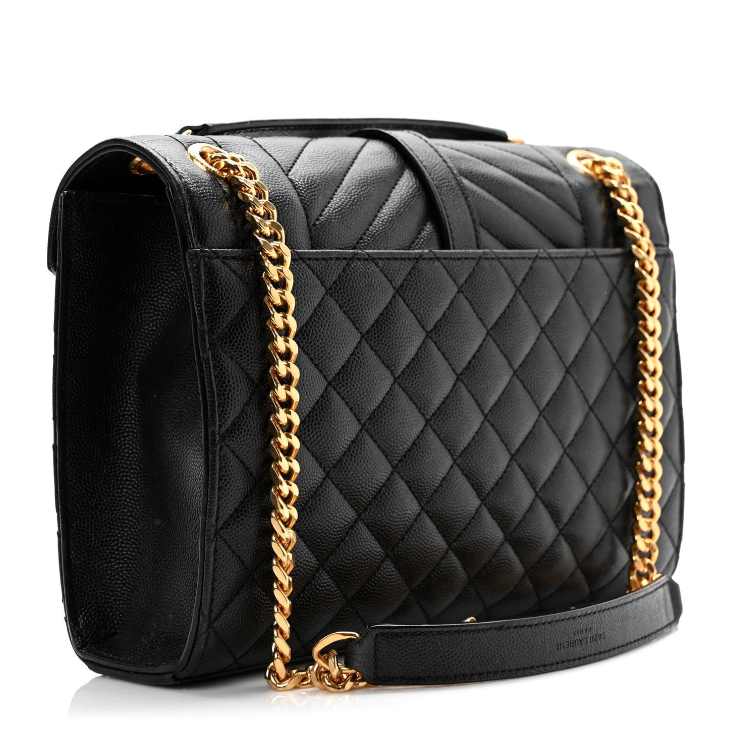 Grain De Poudre Textured Mixed Matelasse Triquilt Medium Monogram Satchel Black