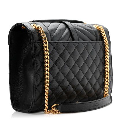 Saint Laurent Grain De Poudre Textured Mixed Matelasse Triquilt Medium Monogram Satchel Black 3 of 8
