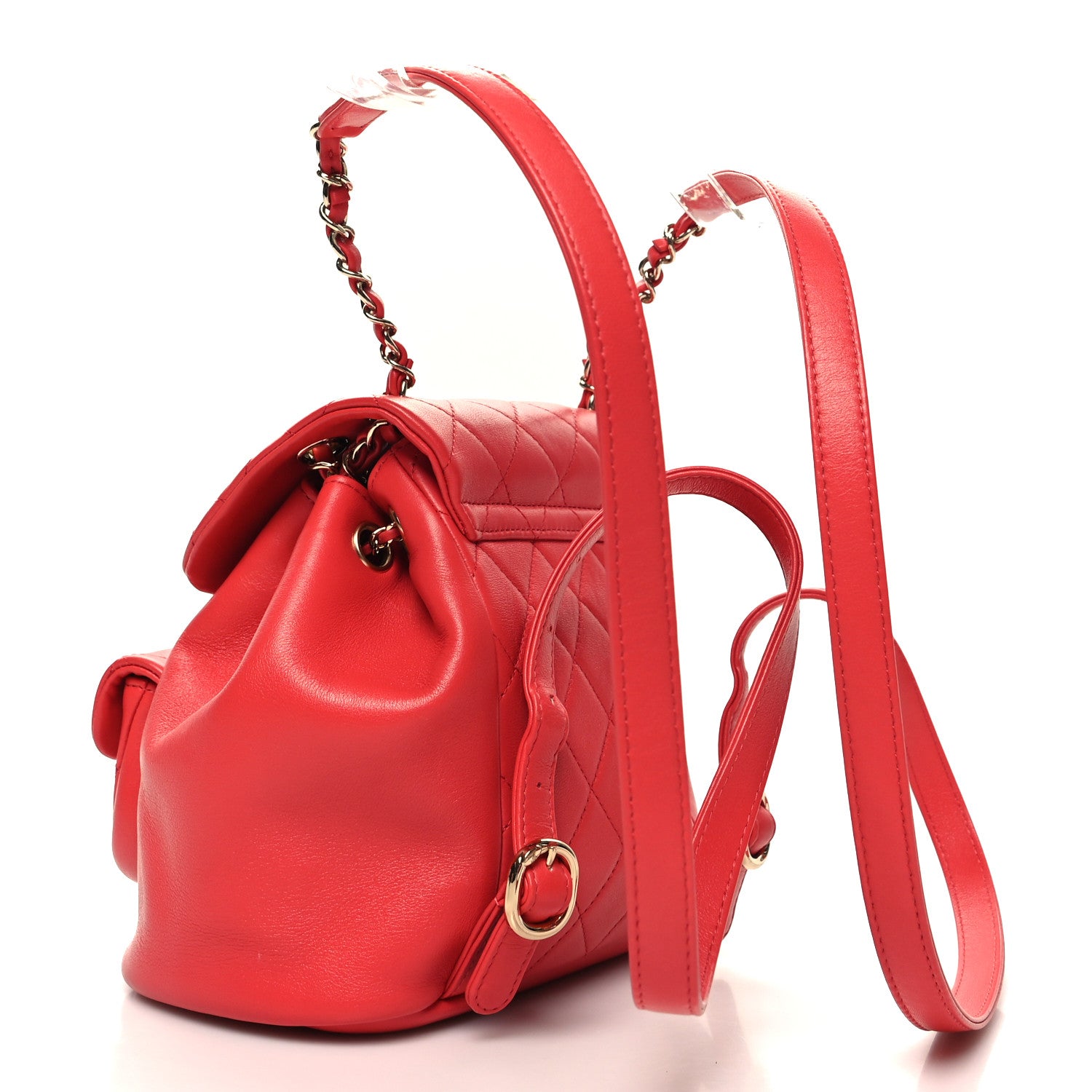Chanel Lambskin Quilted Small Duma Drawstring Backpack Red 3 of 10
