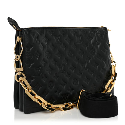 Louis Vuitton Lambskin Embossed Monogram Coussin MM Black 3 of 11