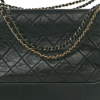 Chanel Aged Smooth Calfskin Quilted Medium Gabrielle Logo Hobo Black 9 of 11