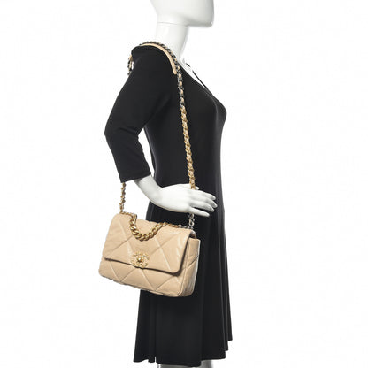 Chanel Goatskin Quilted Medium 19 Flap Beige 2 of 11