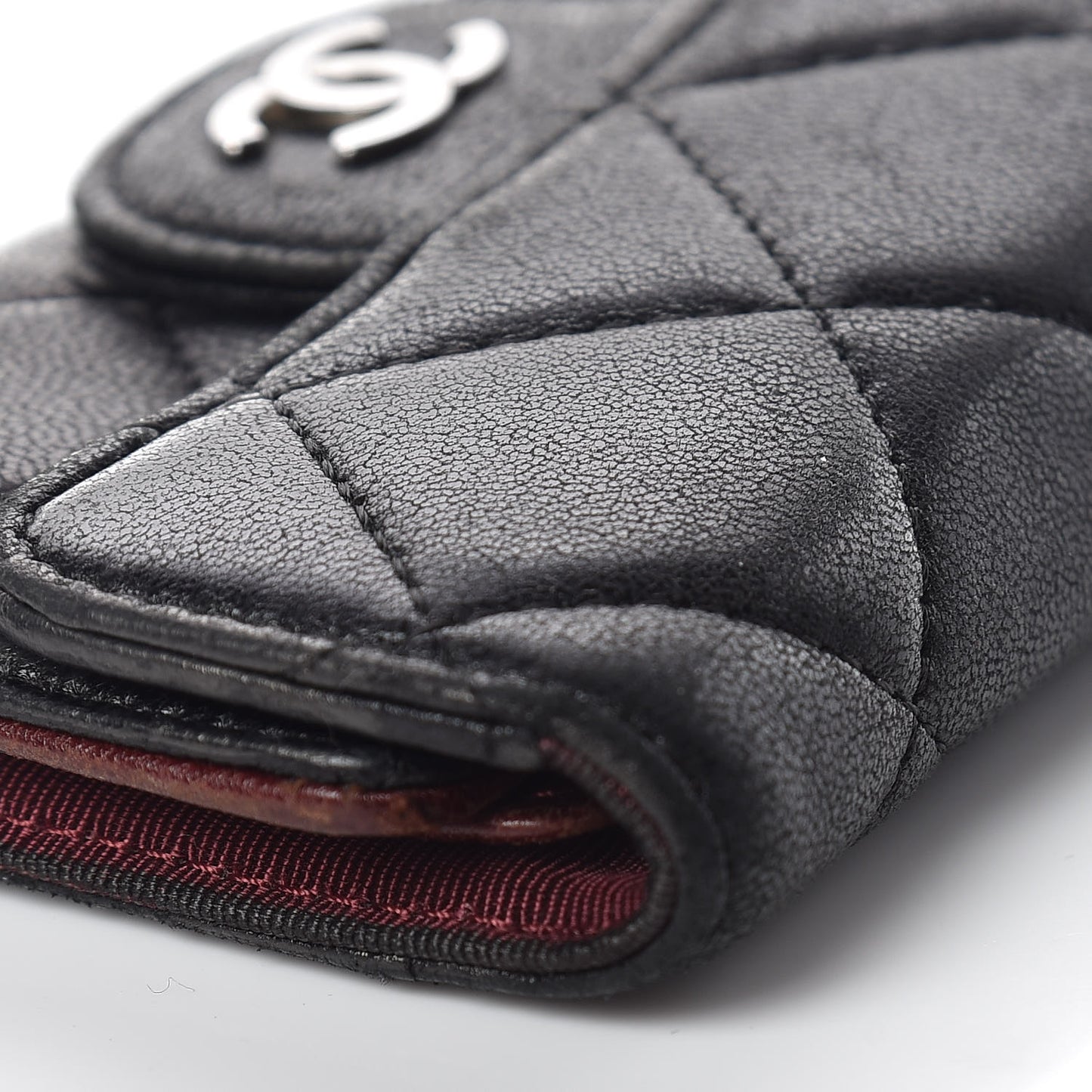 Lambskin Quilted 6 Key Holder Black