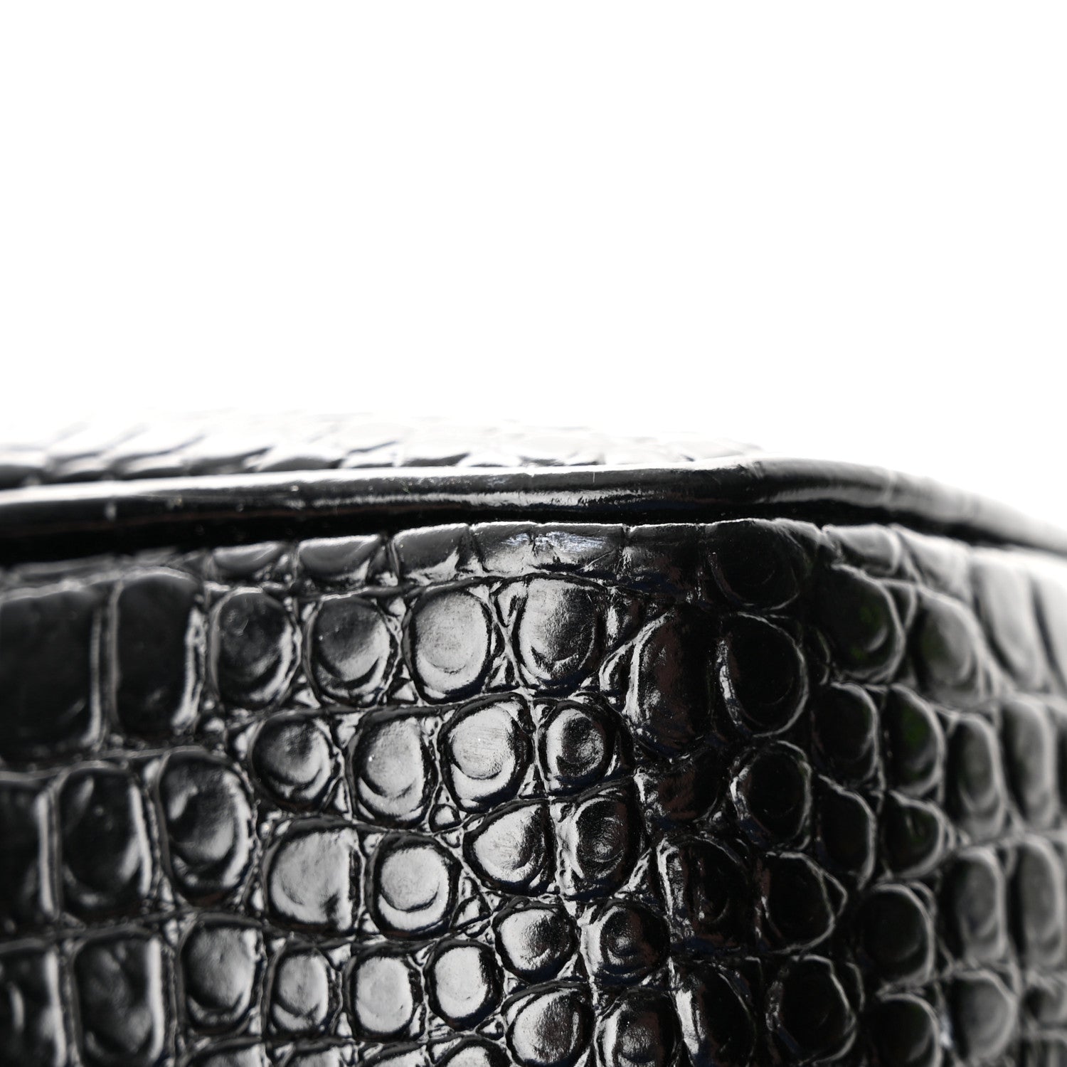 Saint Laurent Patent Calfskin Crocodile Embossed Monogram Lou Camera Bag Black 14 of 16