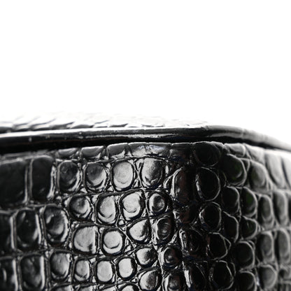 Saint Laurent Patent Calfskin Crocodile Embossed Monogram Lou Camera Bag Black 14 of 16