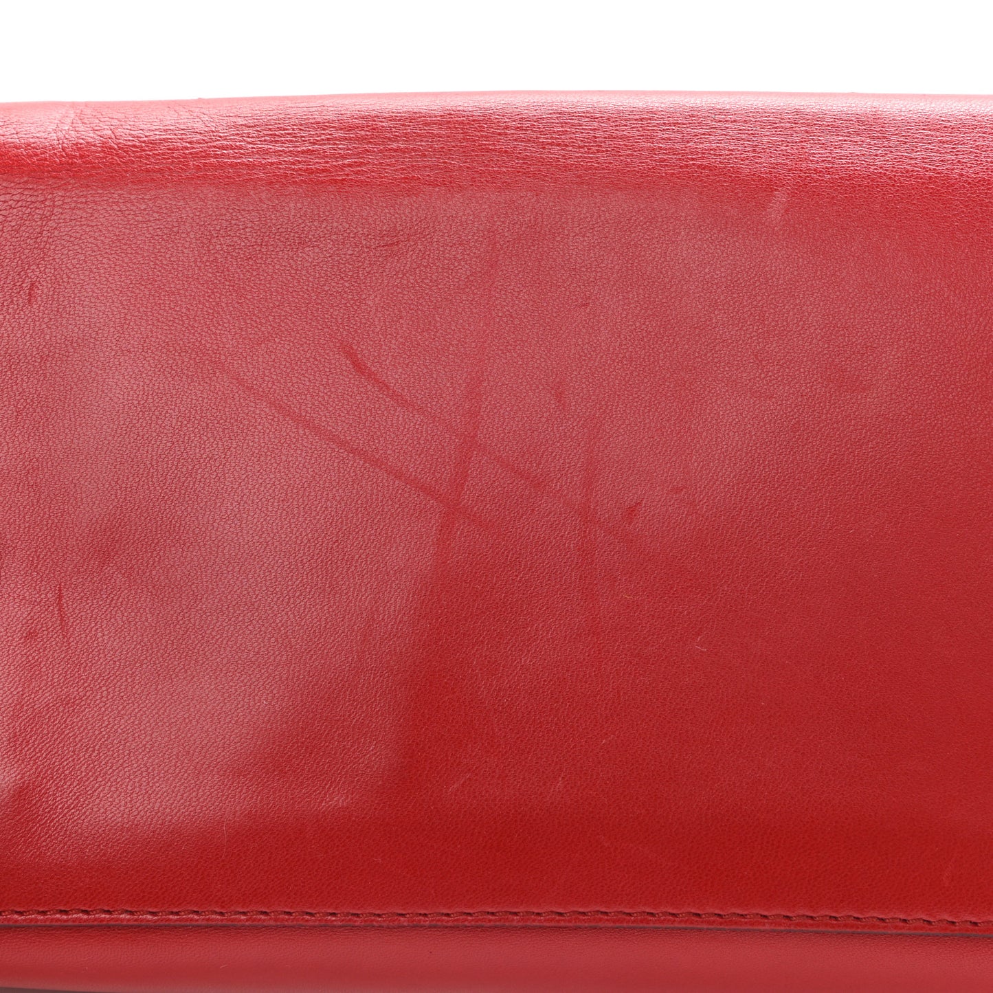 Lambskin Medium Elle Chain Clutch Red