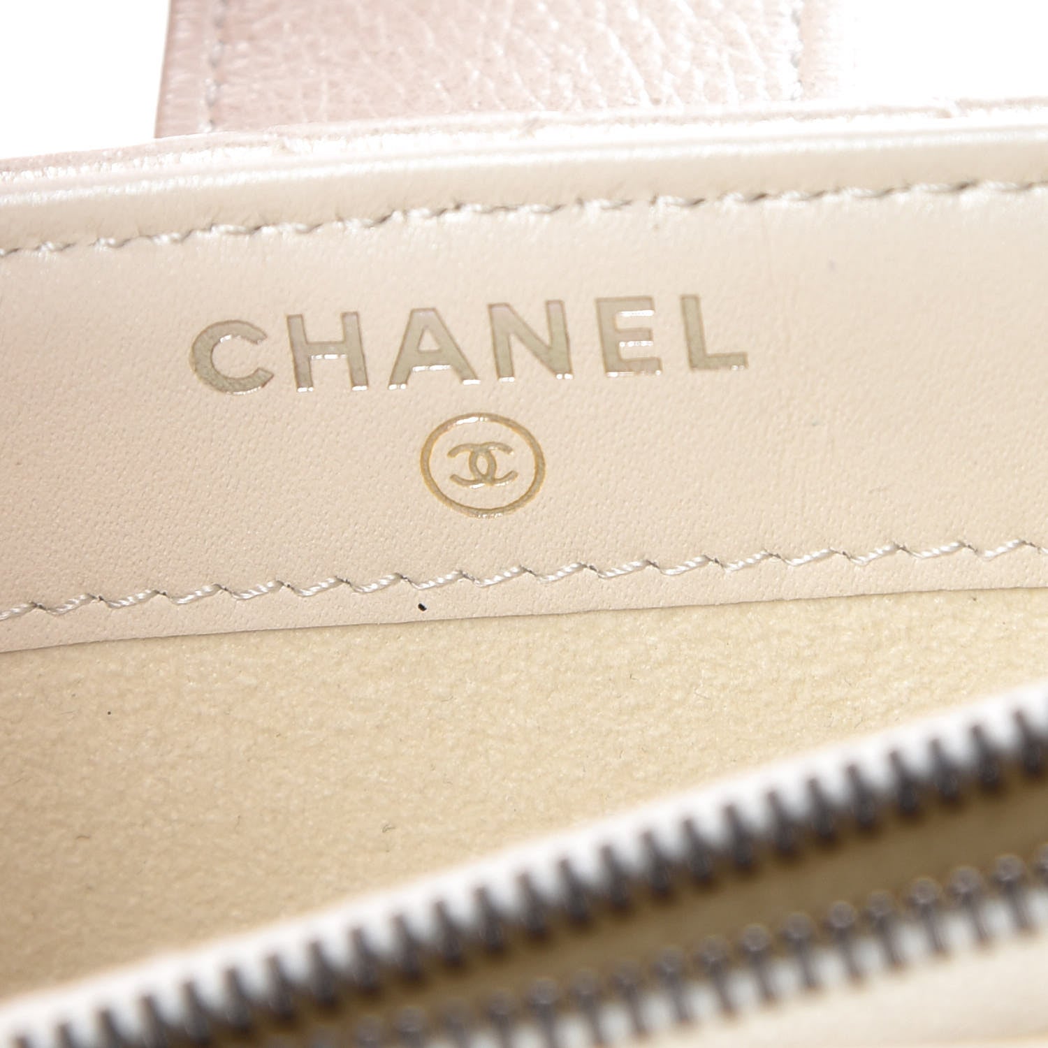 Chanel Metallic Calfskin Quilted Lucky Charms Mini Phone Holder Clutch Ivory 6 of 11