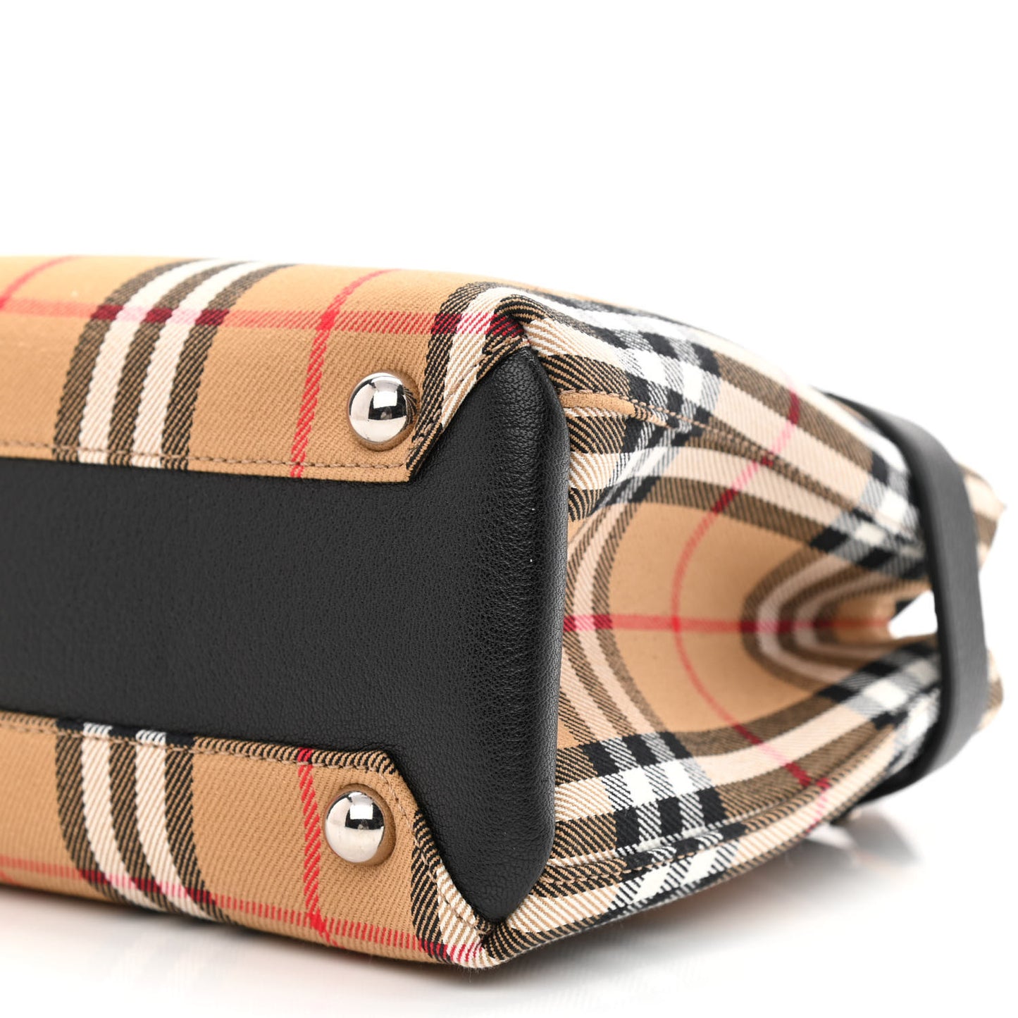 Goatskin Vintage Check Small Banner Tote Black