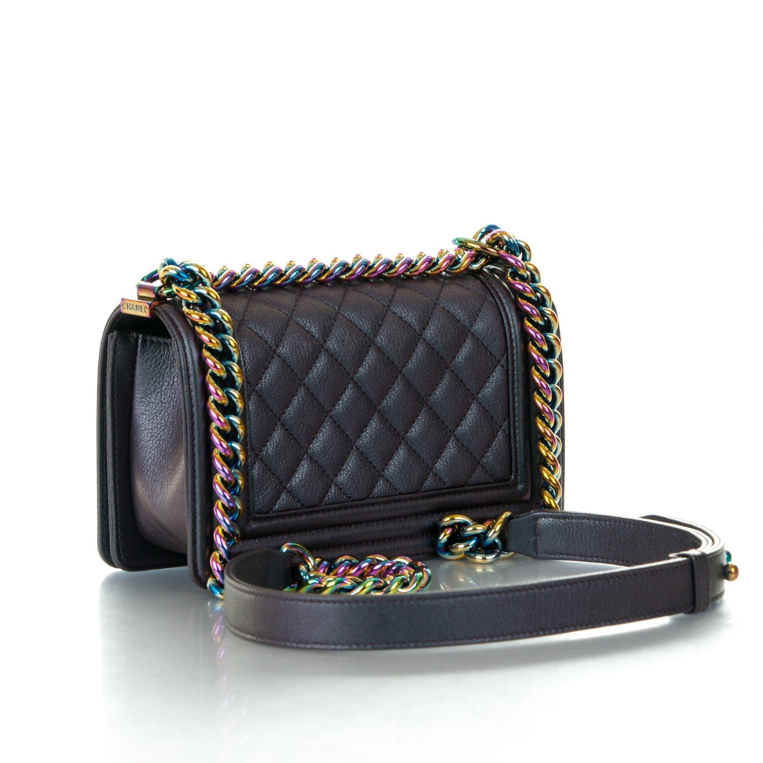Chanel Iridescent Goatskin Quilted Small Boy Flap Purple 3 of 8