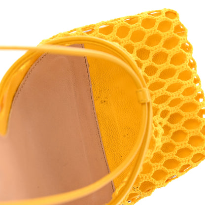Bottega Veneta Mesh Nappa Stretch Ankle Tie Sandals 38 Egg Yolk 38 10 of 20