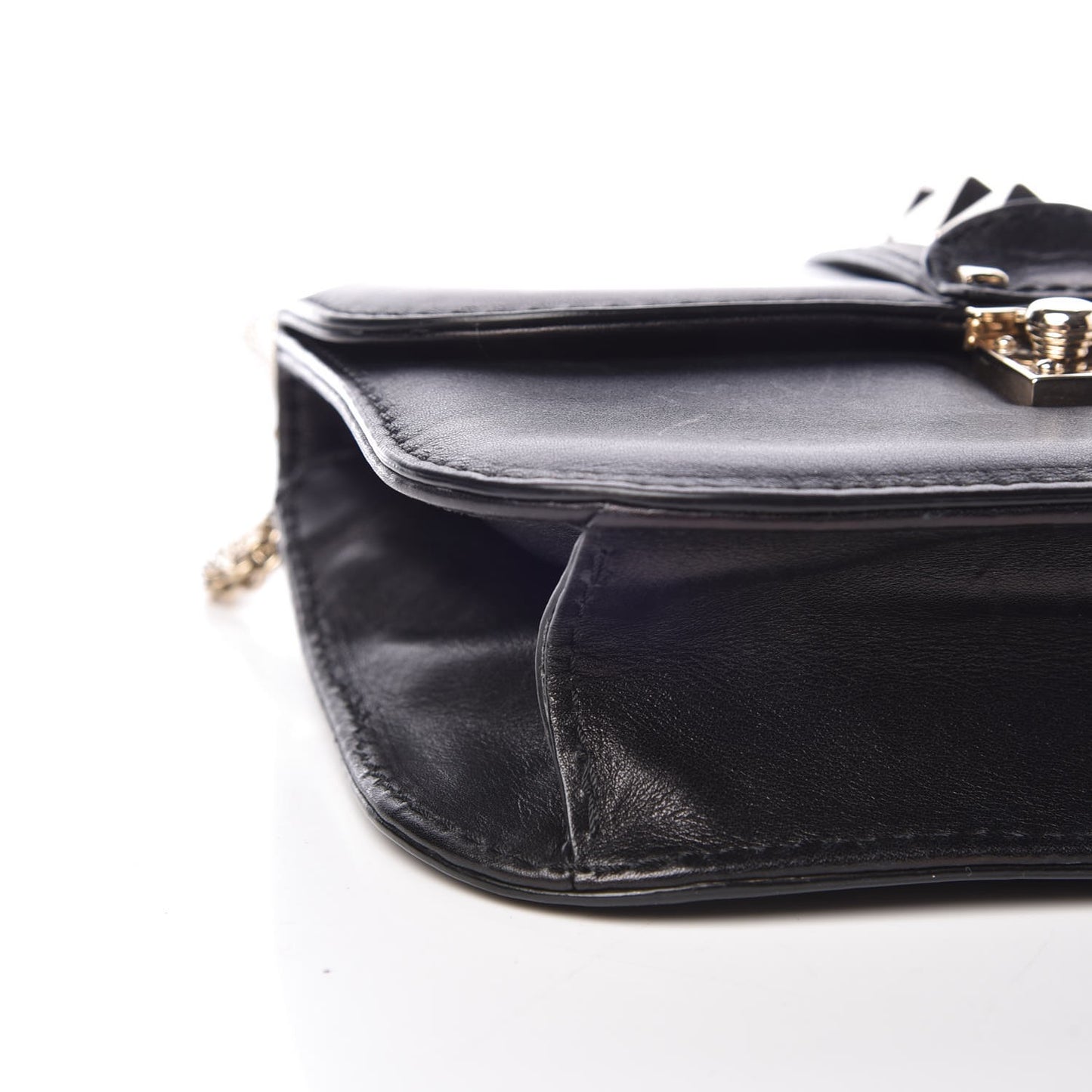 Vitello Small Glam Lock Rockstud Flap Black