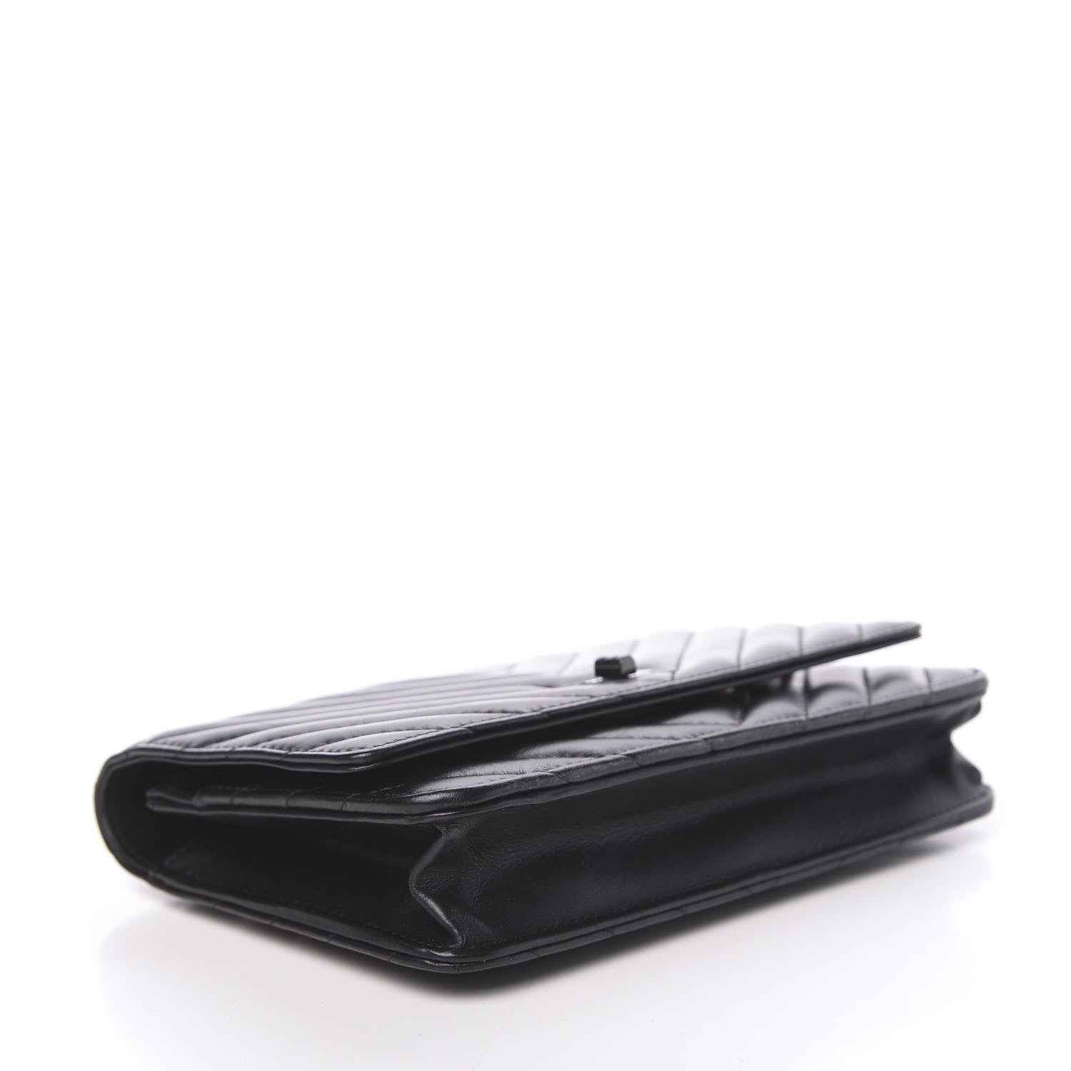 Chanel Aged Calfskin Chevron Quilted Reissue Wallet On Chain WOC So Black 4 of 14
