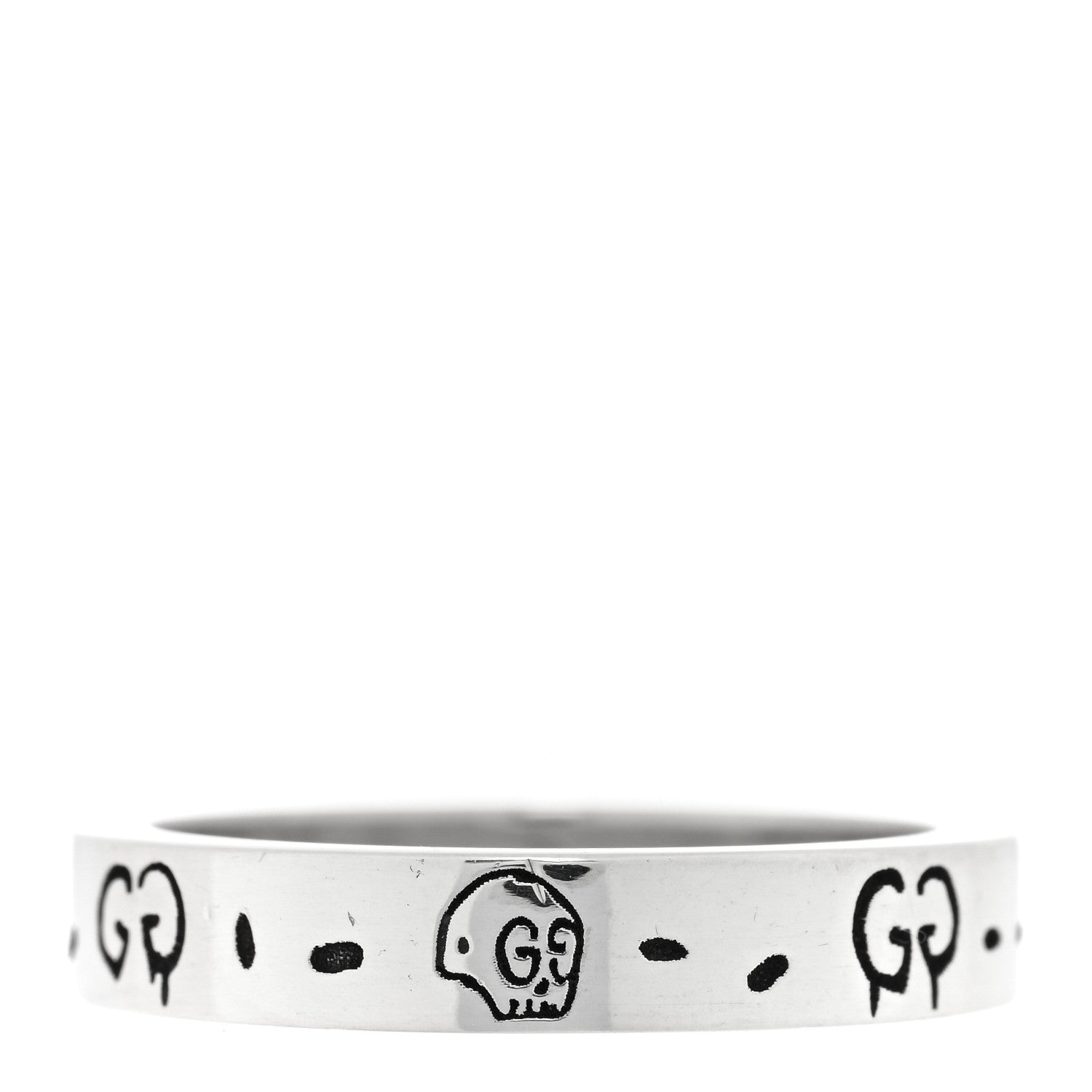 Gucci Sterling Silver Narrow GucciGhost Hamlet Skull Ring 55 7.25 1 of 5