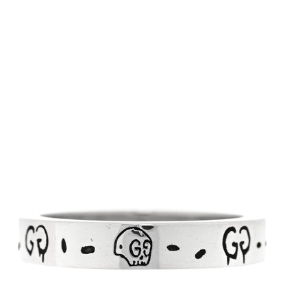 Gucci Sterling Silver Narrow GucciGhost Hamlet Skull Ring 55 7.25 1 of 5