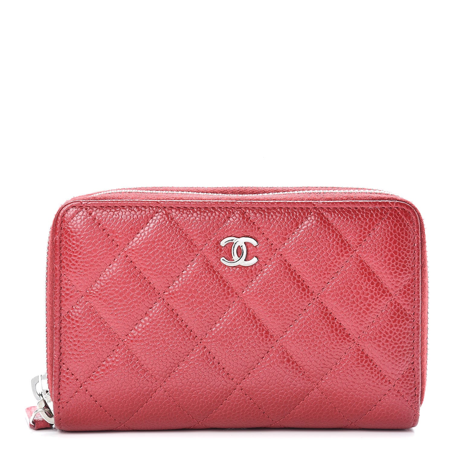 Chanel Caviar Quilted Large Gusset Double Zip Around Wallet Red 1 of 13