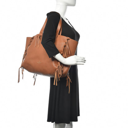 Valentino Garavani Grained Calfskin C-Rockee Fringe Tote Light Cuir 2 of 9