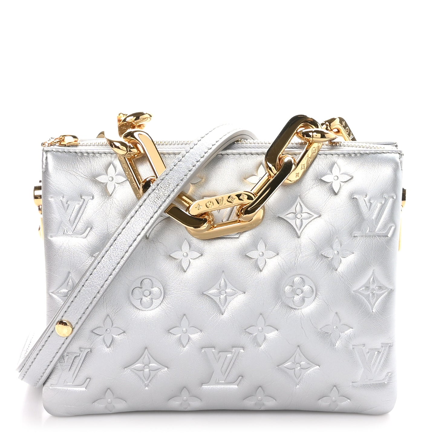 Lambskin Embossed Monogram Coussin BB Silver