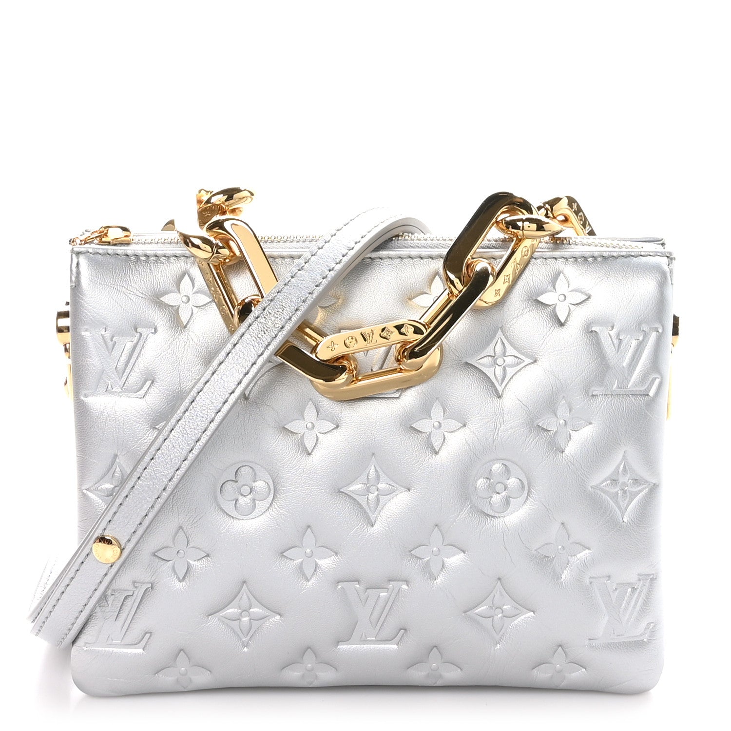 Louis Vuitton Lambskin Embossed Monogram Coussin BB Silver 1 of 10