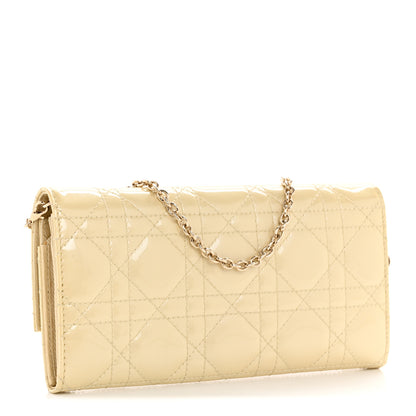 Christian Dior Patent Cannage Lady Dior Rendezvous Wallet On Chain Beige 3 of 14