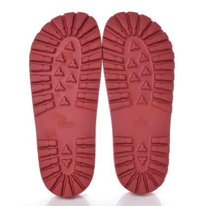 Gucci Calfskin Rubber GucciGhost Hamlet Skull Mens Lug Sole Slide Sandals 8 Hibiscus Red Blue Agata 5 of 9