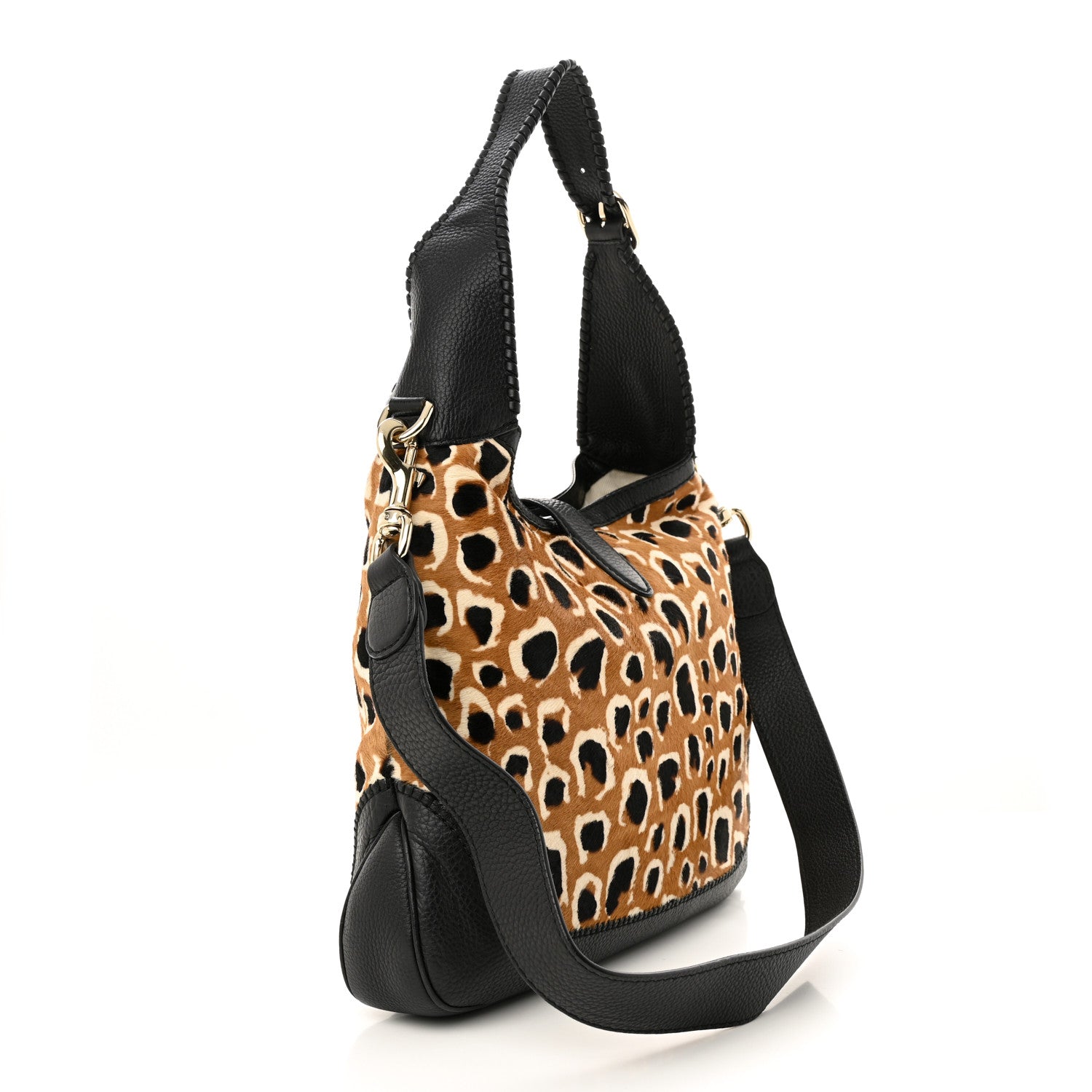 Gucci Calf Hair Leopard Print Medium New Jackie Shoulder Bag Tobacco 2 of 11