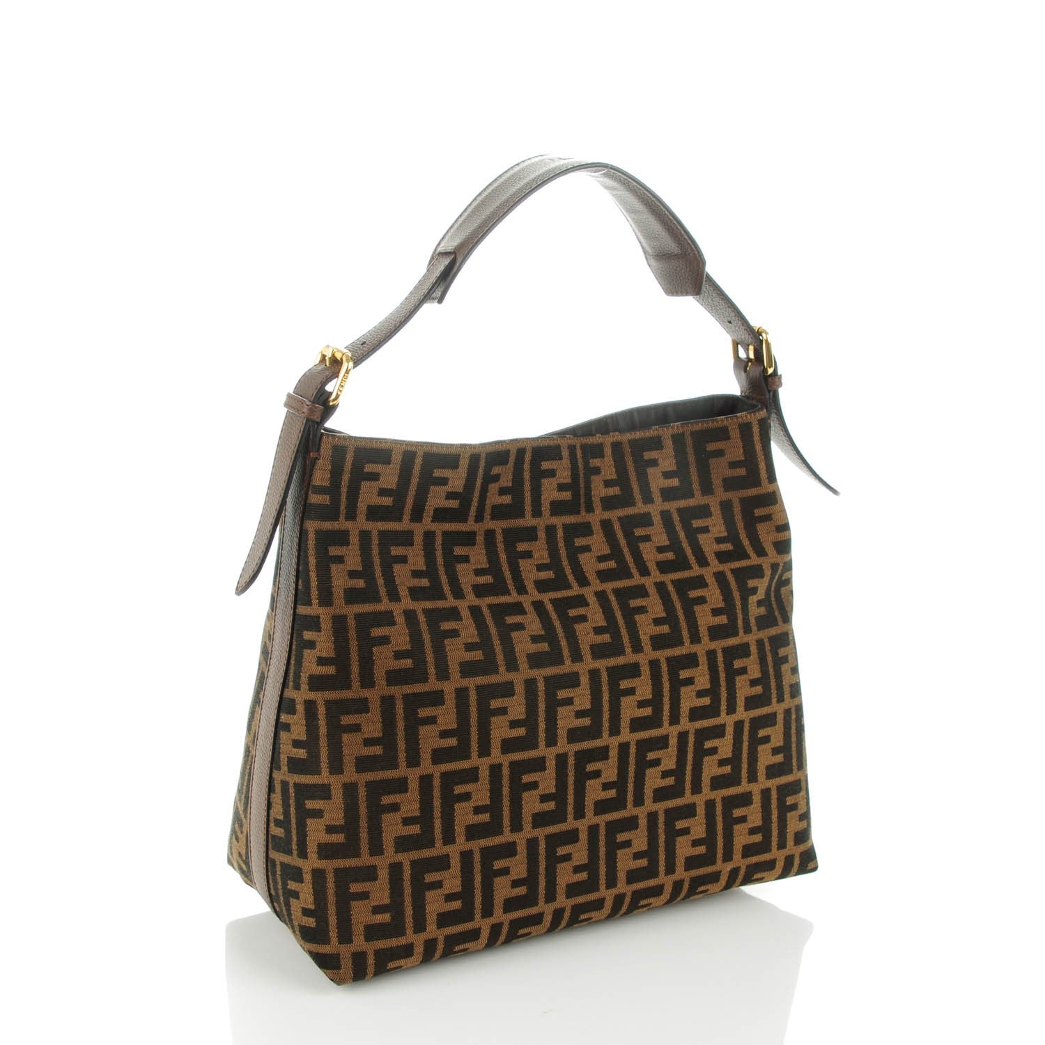 Fendi Zucca Vitello Elite Small Hobo Tobacco Castagna 3 of 7