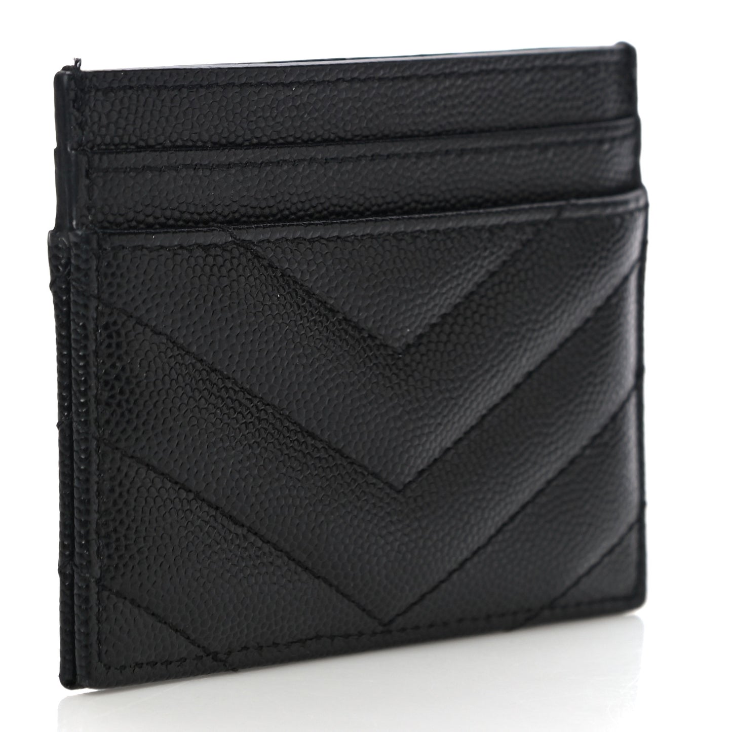 Grain De Poudre Matelasse Chevron Monogram Credit Card Case Black