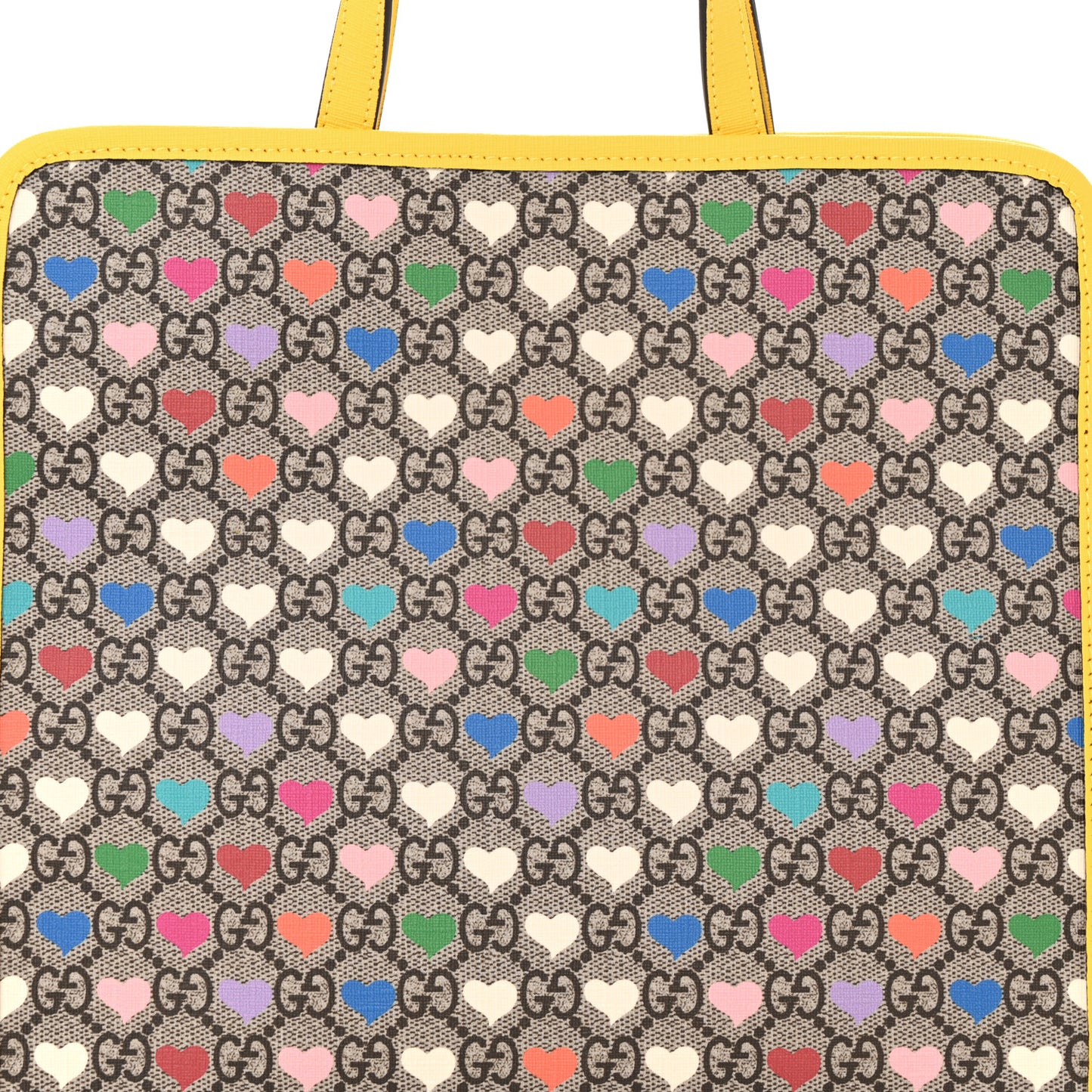GG Supreme Monogram Hearts Childrens Tote Beige Ebony Multicolor Freesia