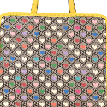 Gucci GG Supreme Monogram Hearts Childrens Tote Beige Ebony Multicolor Freesia 8 of 10