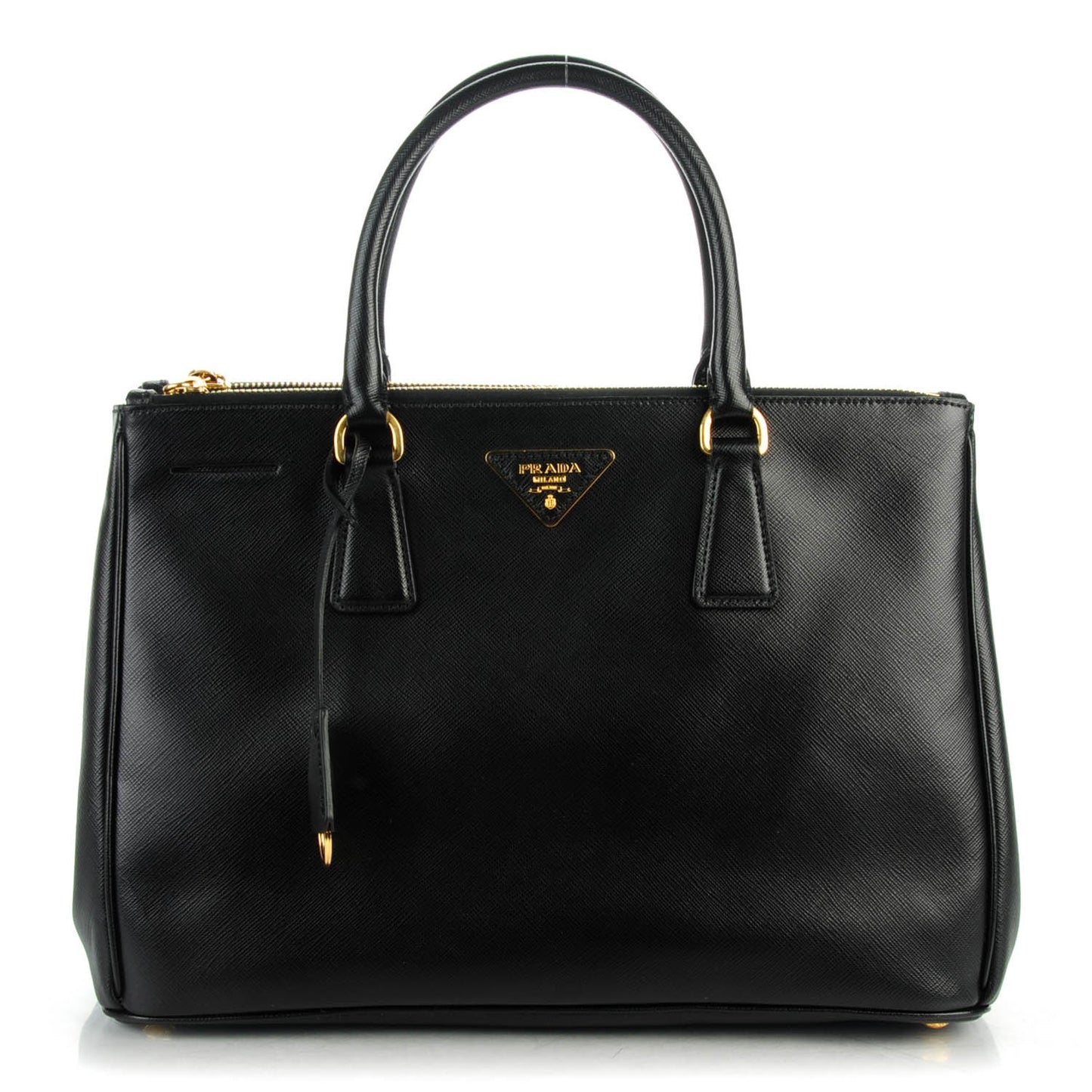 Saffiano Medium Galleria Double Zip Tote Black