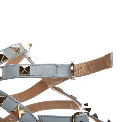 Valentino Garavani Pebbled Calfskin Rockstud Ankle Strap 65mm Pumps 38.5 Sky Sorbet 8 of 9