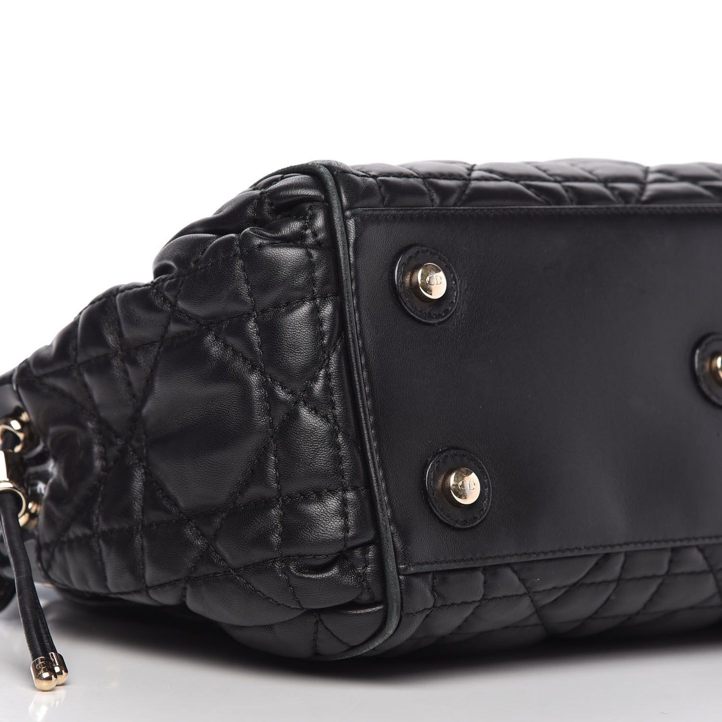 Lambskin Cannage 2 Dior Zip Top Satchel Black