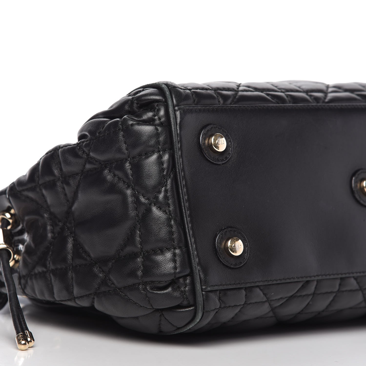Christian Dior Lambskin Cannage 2 Dior Zip Top Satchel Black 6 of 10