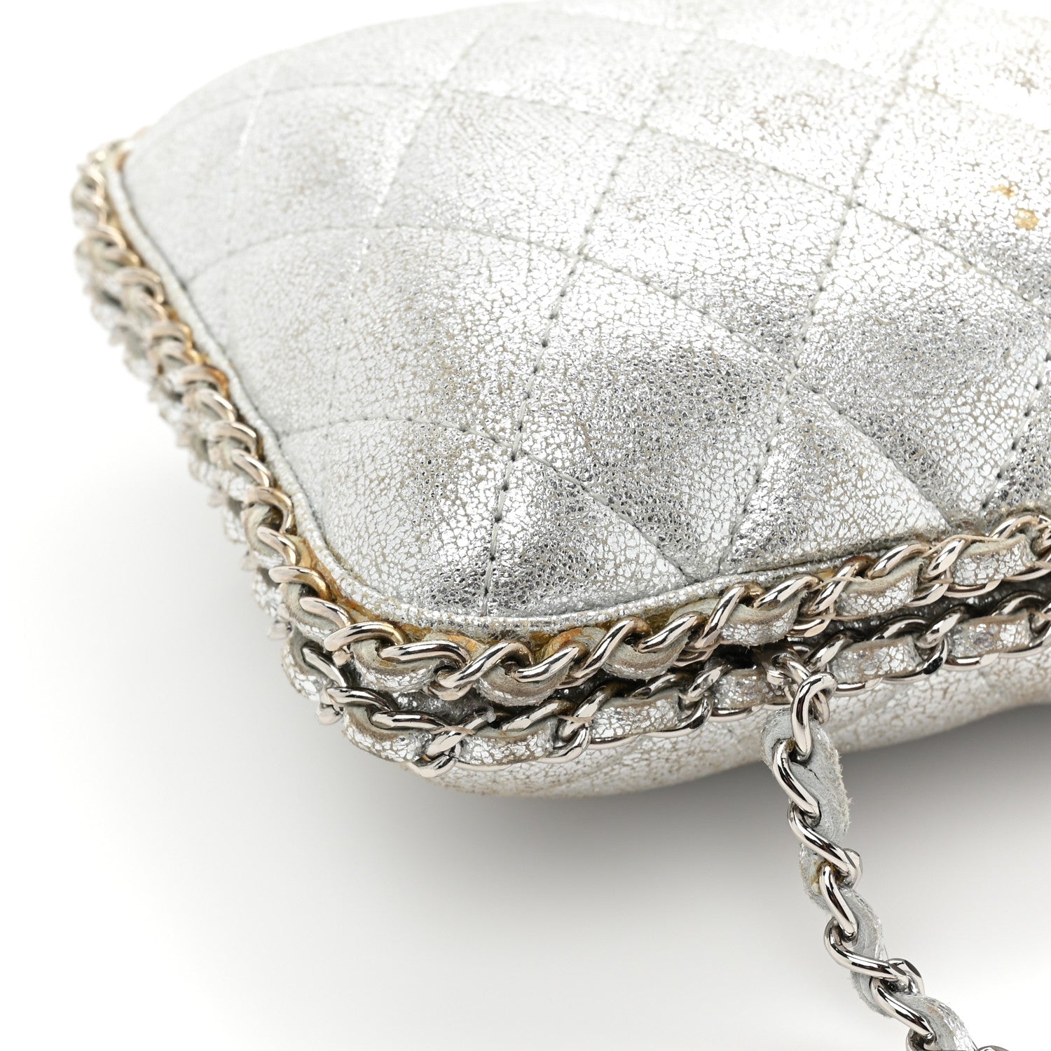 Chanel Metallic Lambskin Small Chain Around Clutch Silver 14 of 18