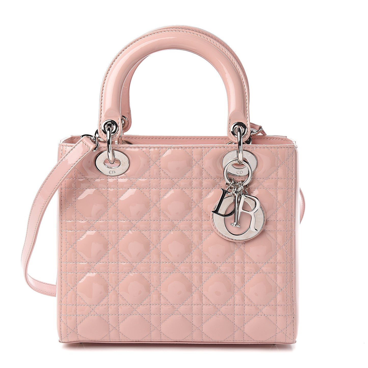 Patent Cannage Medium Lady Dior Rose Clair
