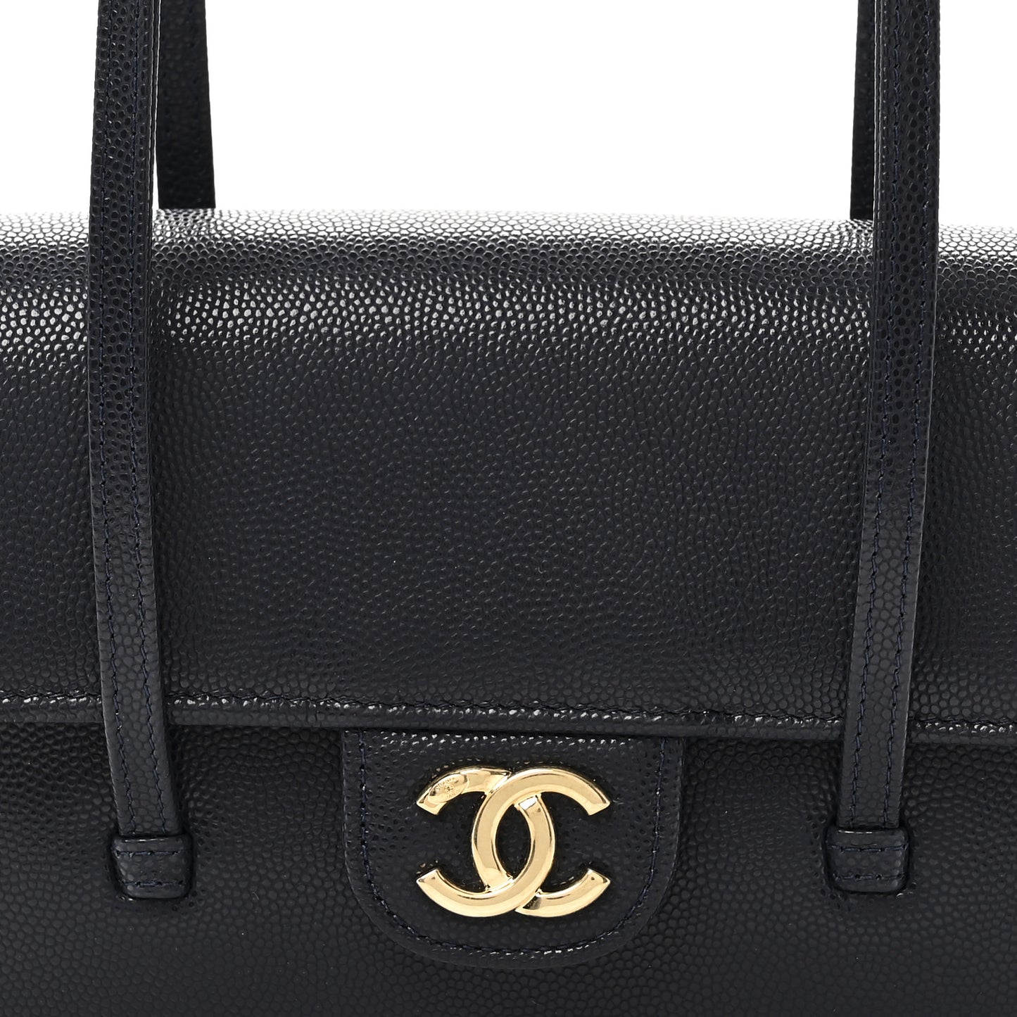 Shiny Caviar Mini Preppy Coco Shoulder Bag Dark Blue