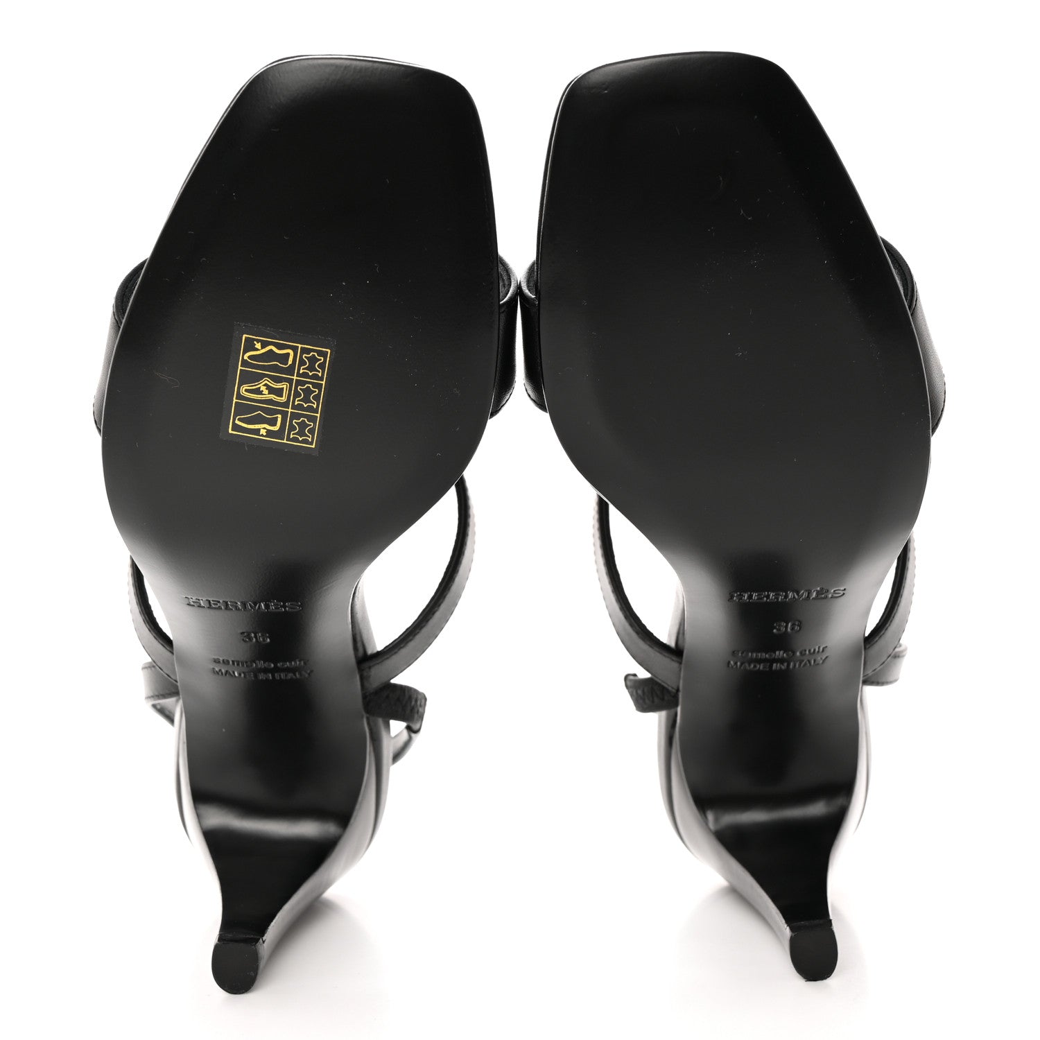 Hermes Calfskin Glamour 75 Sandals 36 Black 5 of 10