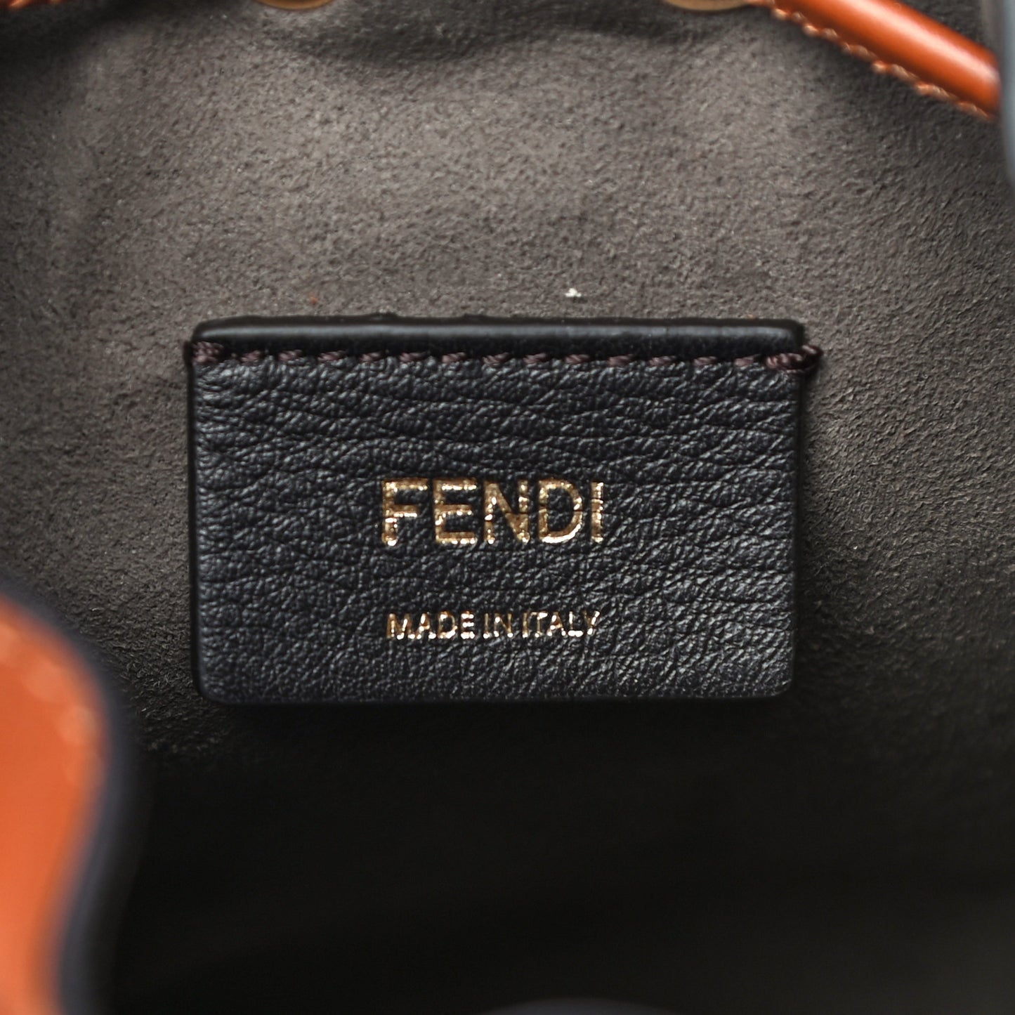 Vitello King F is Fendi Logo Embossed Mini Mon Tresor Bucket Bag Cuoio