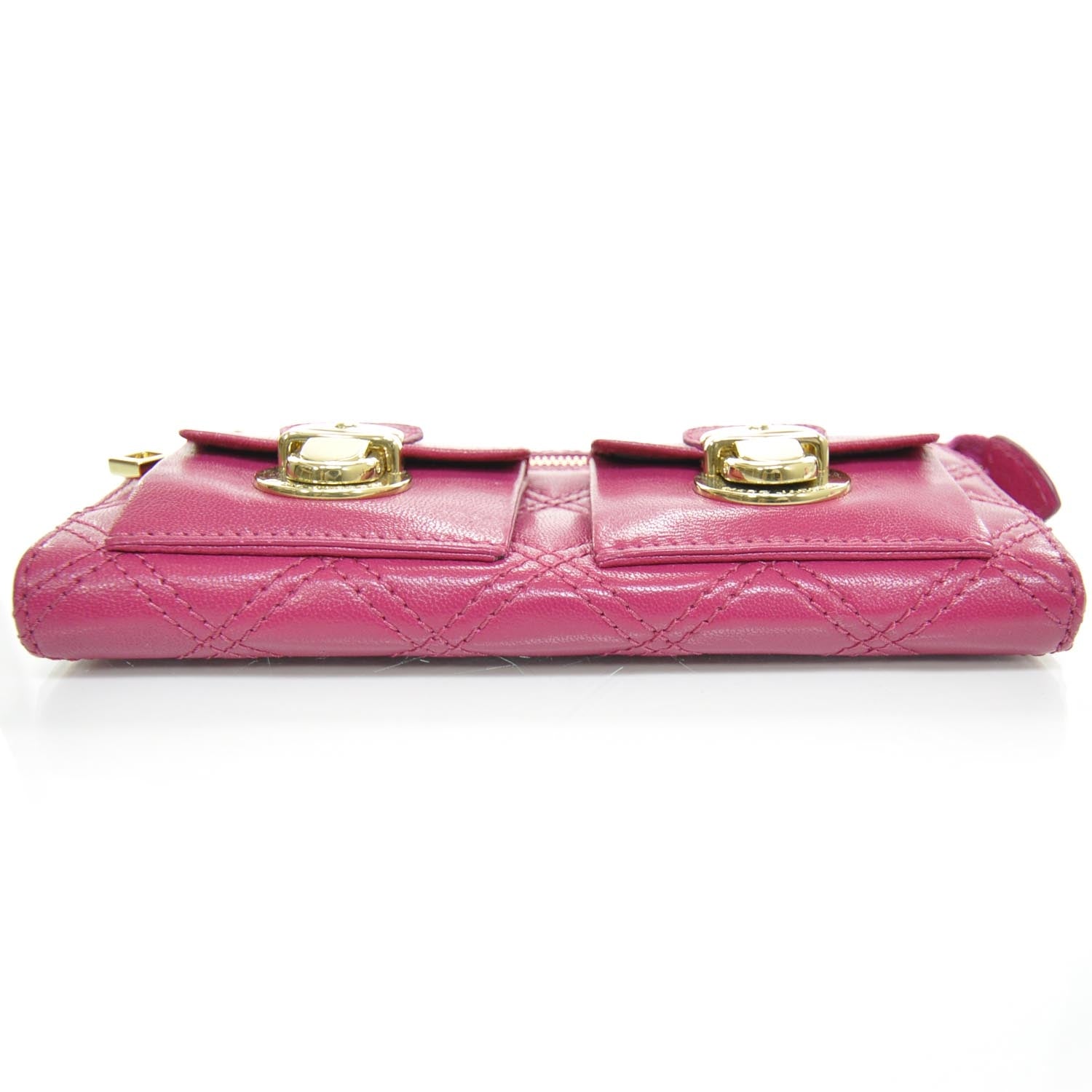 Marc Jacobs Leather Quilted Zip Clutch Wallet Fuchsia 4 of 8
