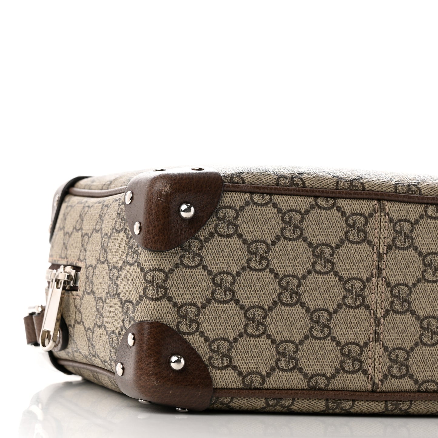 GG Supreme Monogram Textured Calfskin Square Messenger Bag Beige Ebony New Acero